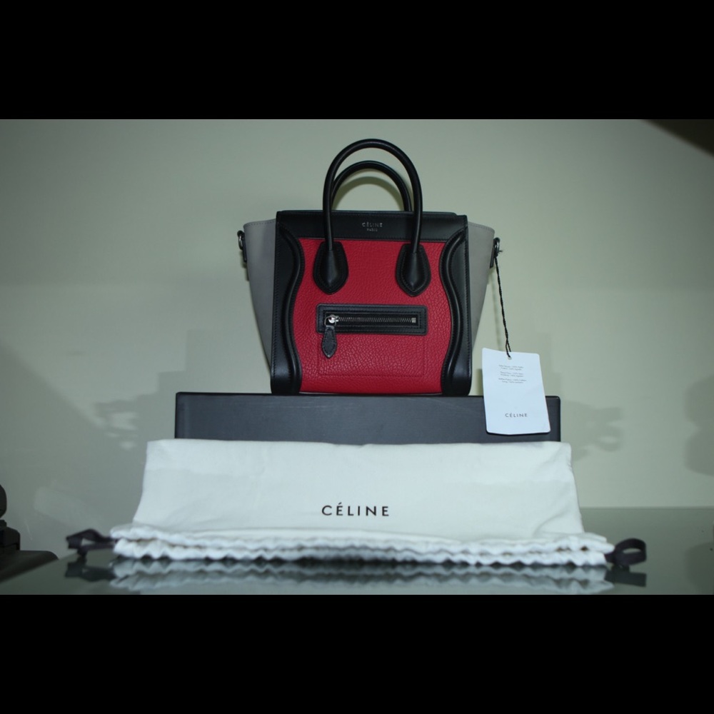 CELINE PARIS - Nano Cross/Shoulder Bag, Pink/Red